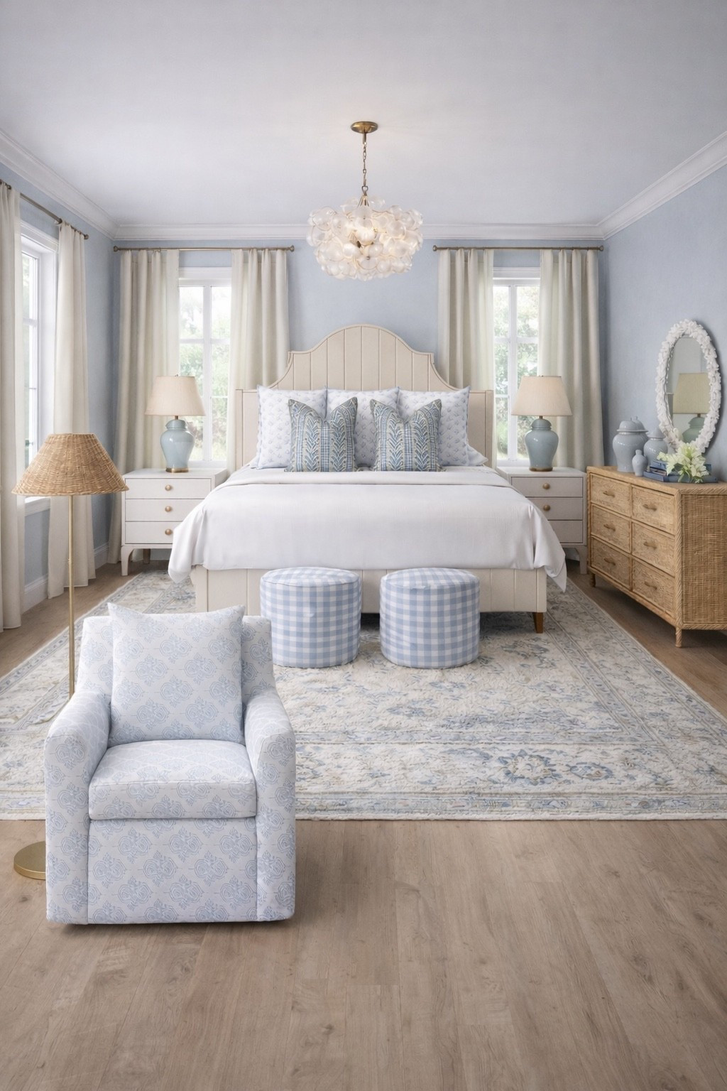 A gorgeous light blue bedroom design! 

#LTKHome #LTKdayinmylife #LTKSaleAlert