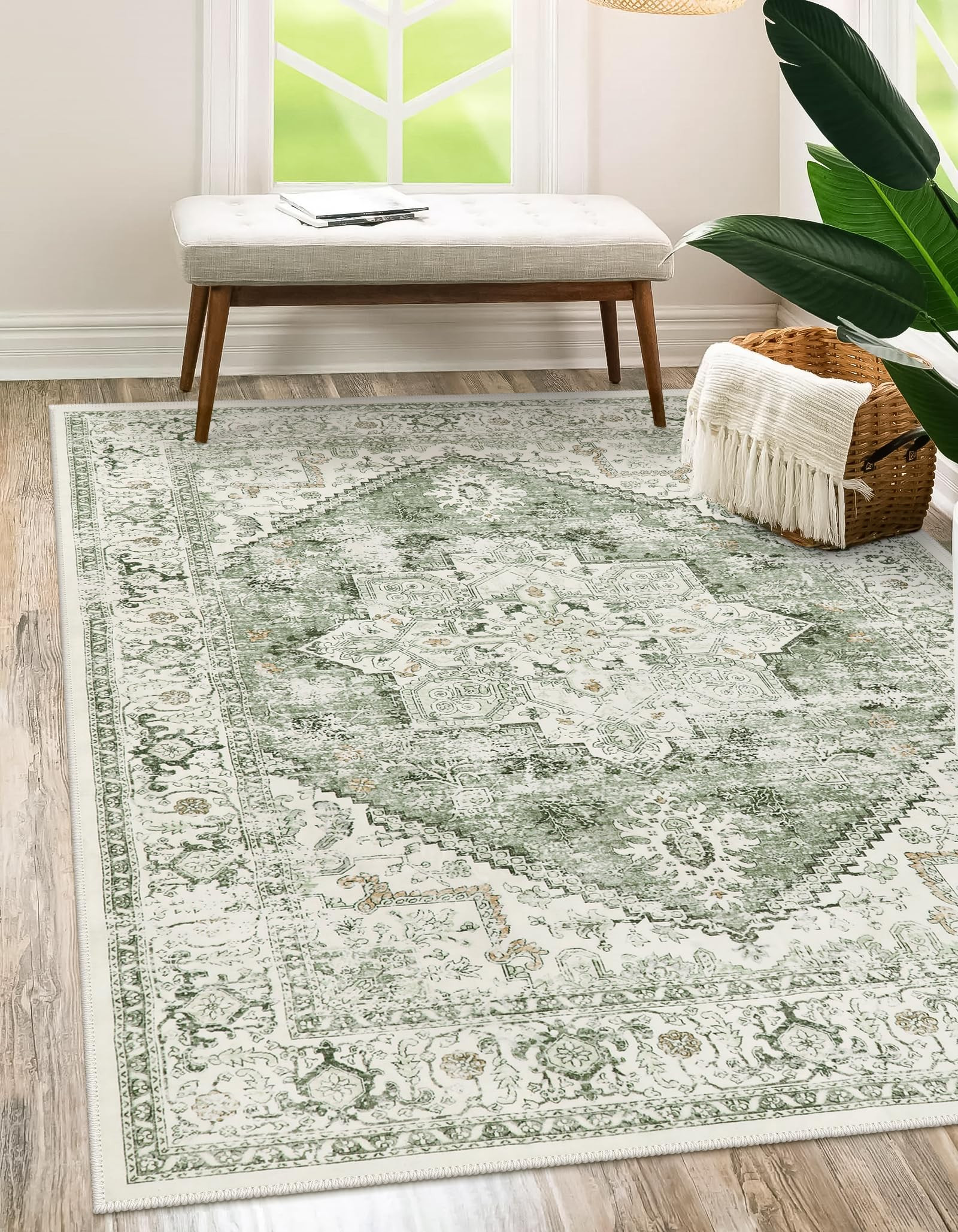LIVEBOX Washable Area Rug 5x7 - Large Vintage Tribal Living Room Rug Vintage Non-Slip Indoor Rugs... | Amazon (US)