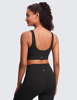 CRZ YOGA Womens Butterluxe U Back Sports Bra - Scoop Neck Padded Low Impact Yoga Clothes Workout ... | Amazon (US)