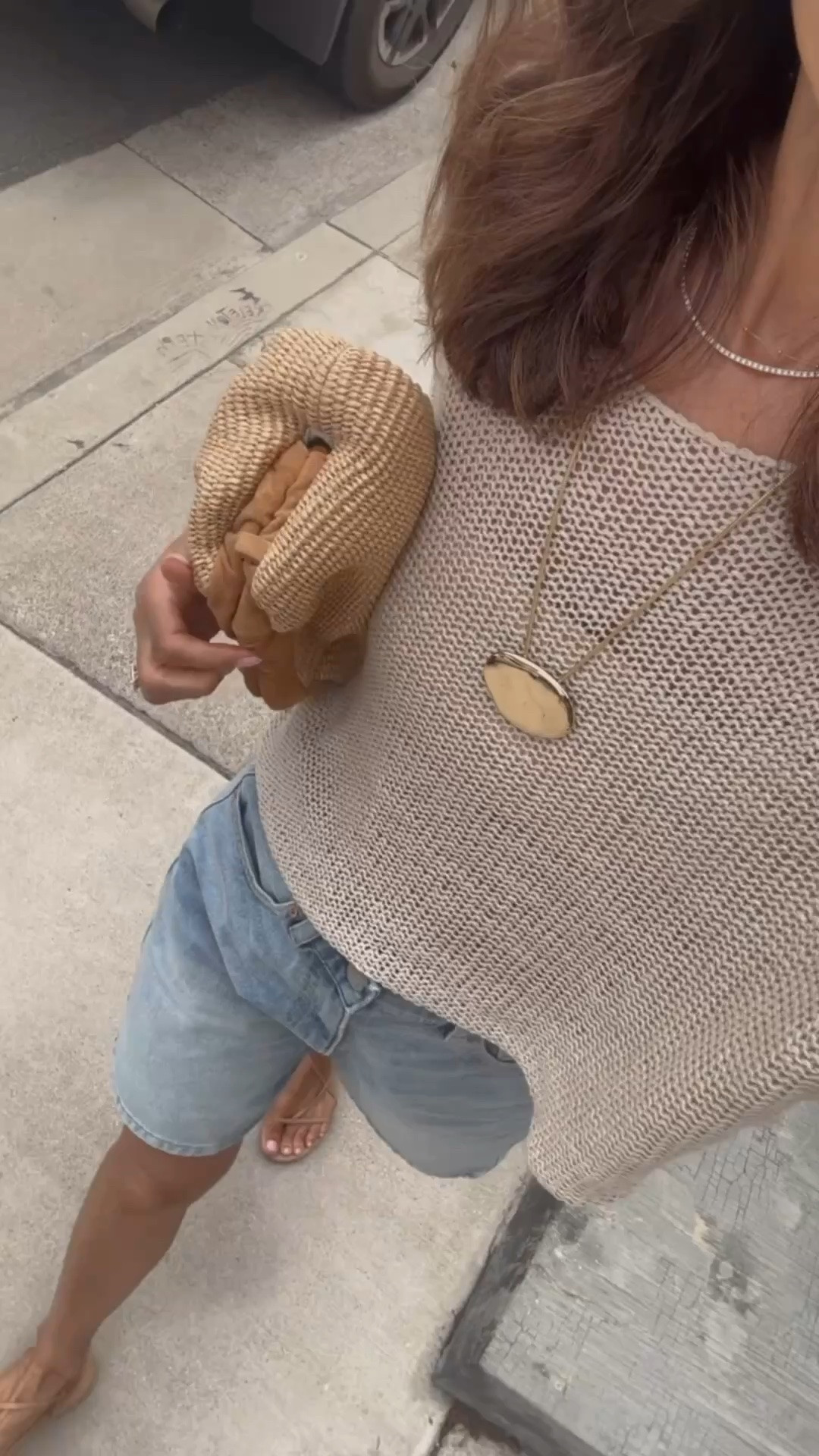 Easy summer outfit 
Sweater has a relaxed fit 
I rec sizing down in shorts