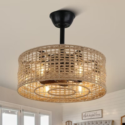 Bella Depot 18" Rustic Weave Ceiling Fan 3-speed Reversible Fan with Light and Remote | Target