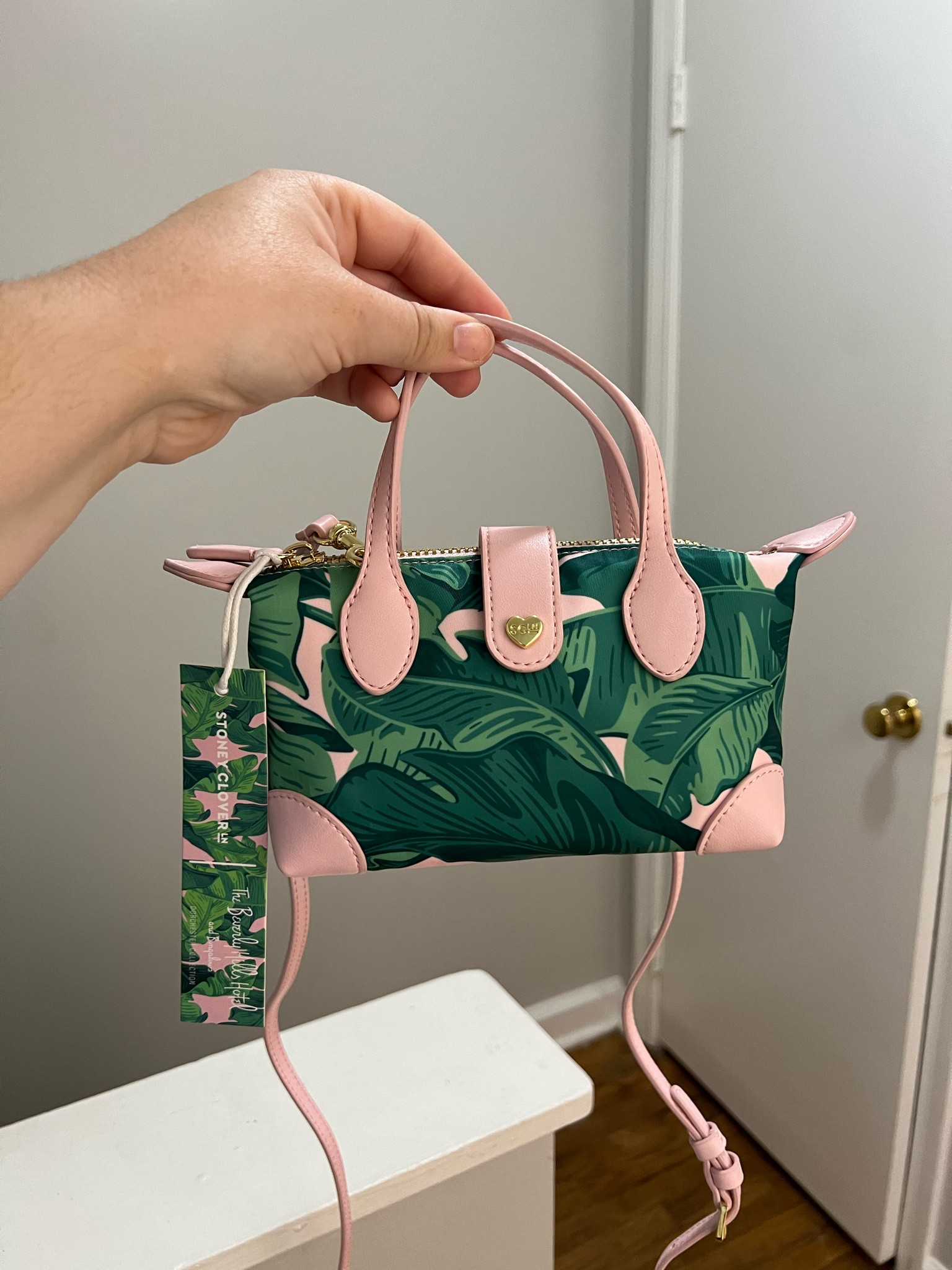 Pink and green palm print pouchette mini bag 🌿

#LTKSeasonal #LTKItBag