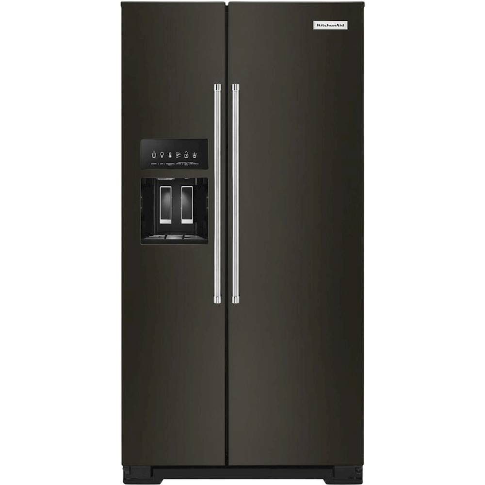 KitchenAid 22.6 Cu. Ft. Side-by-Side Counter-Depth Refrigerator Black Stainless Steel KRSC703HBS ... | Best Buy U.S.
