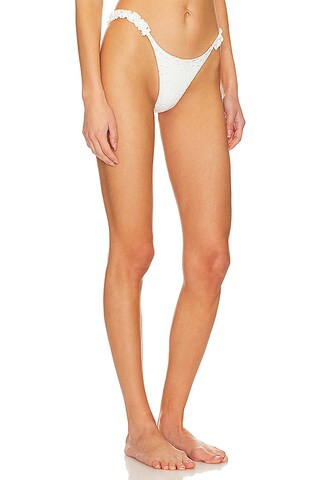 Amelia Ruffle Bikini Bottom in White | Revolve Clothing (Global)