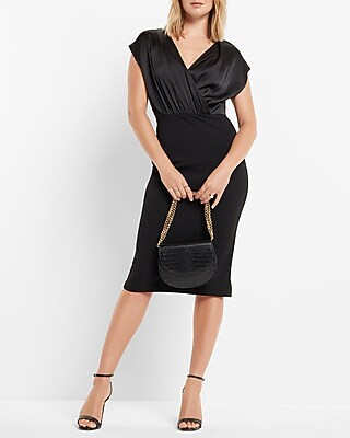 Draped V-neck Midi Sheath Dress | Express
