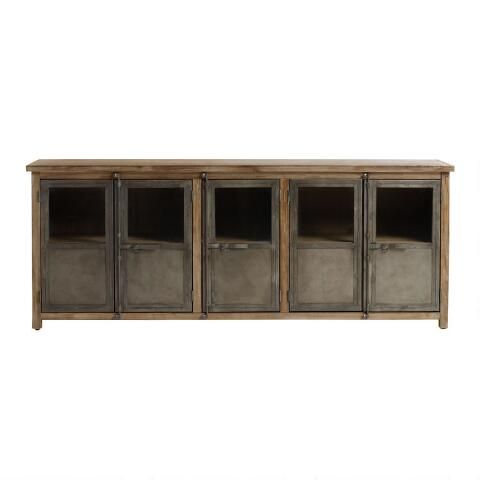 Langley Large Aged Latte Wood And Metal Storage Cabinet | World Market