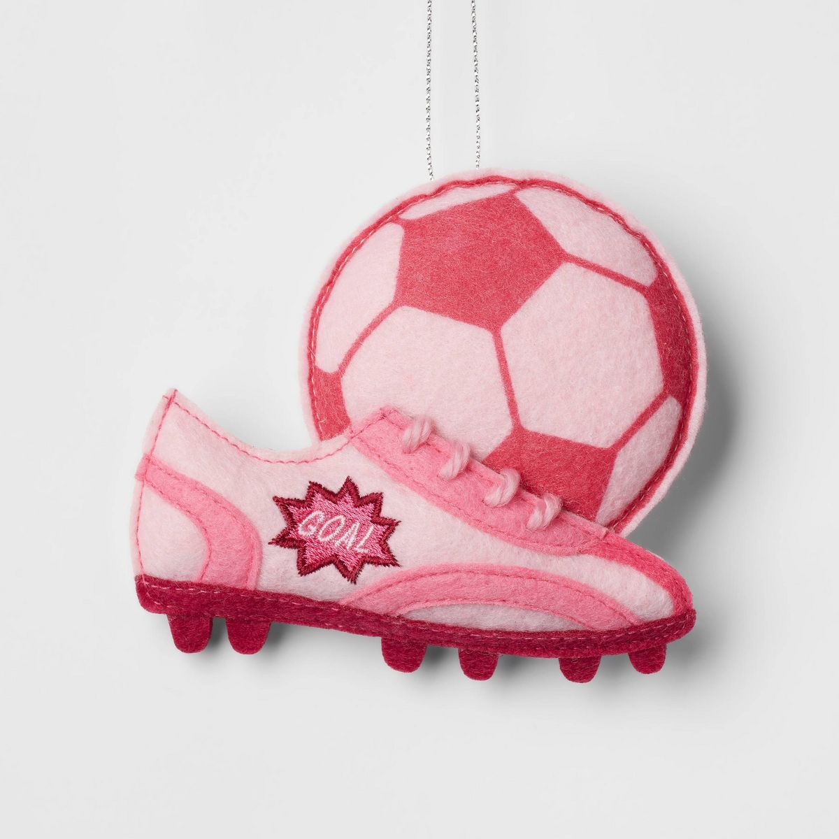 Fabric Soccer Ball and Cleat Christmas Tree Ornament Pink - Wondershop™ | Target