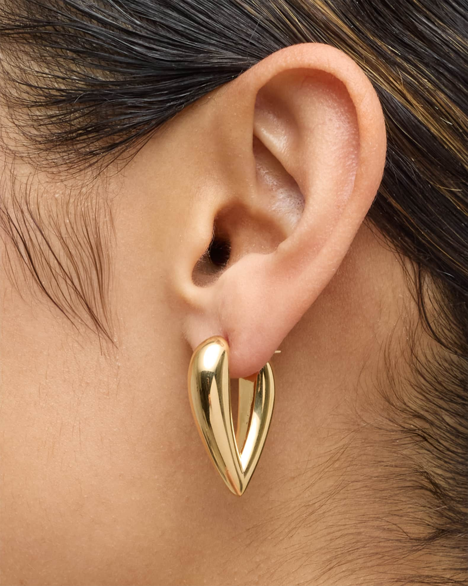 Golden Dreams 18K Yellow Gold V Shape Hoop Earrings | Neiman Marcus