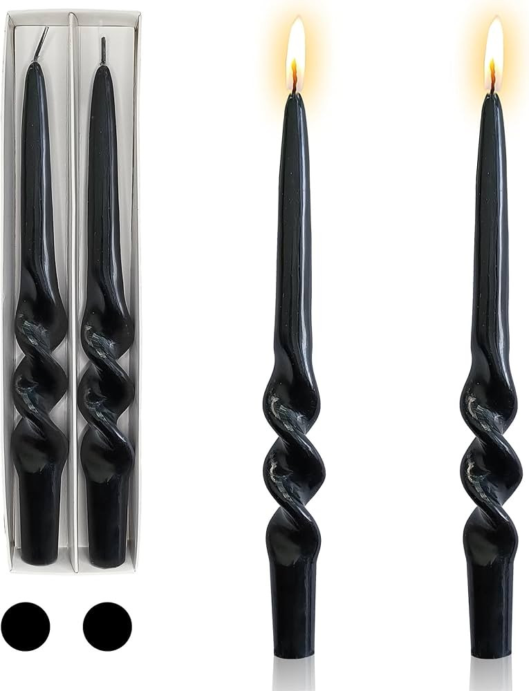 Black Twirl Candlesticks Spiral Taper Candles, 2pcs Twist Candlesticks 9inches Cute Candle Sticks... | Amazon (US)