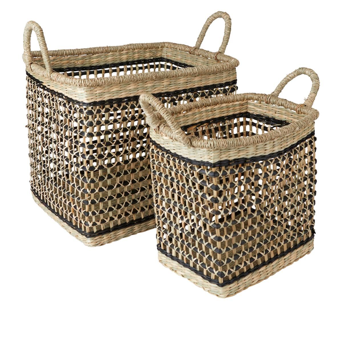 Clover by Jo Set of 2 Seagrass Baskets with Handles - 20307276 | HSN | HSN