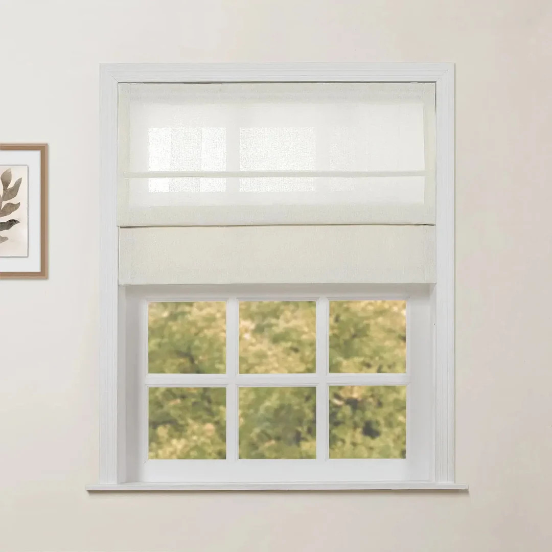 Ron Linen Cotton Herringbone Roman Shade Cord Lift | TWOPAGES