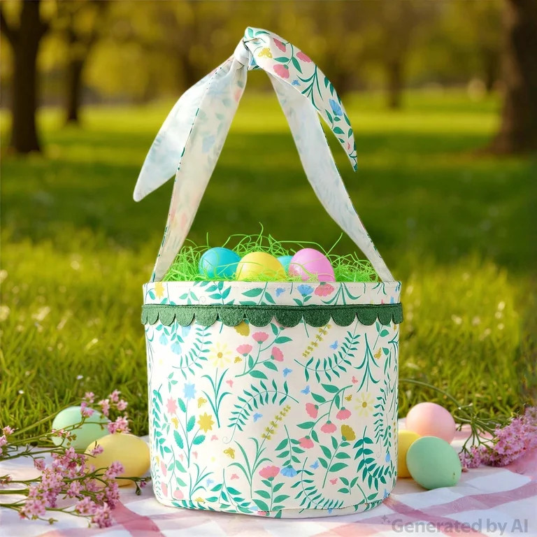 Floral Fabric Basket, Multicolor, 11" x 8", Easter by Way To Celebrate | Walmart (US)