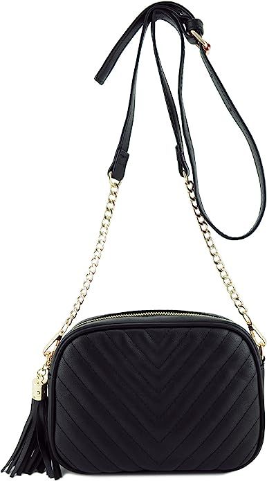 Simple Shoulder Crossbody Bag With Metal Chain Strap And Tassel Top Zipper | Amazon (US)