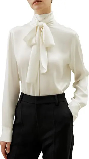 Silk Turtleneck Ribbon Blouse | Nordstrom