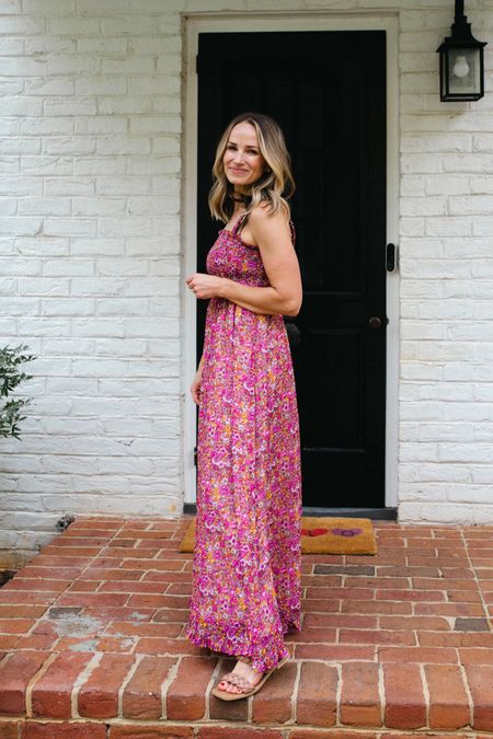 This Amazon floral maxi dress, and Amazon, braided slide sandals are going to be on repeat this spring. Wearing a size XS in the dress.

#LTKSeasonal #LTKstyletip #LTKshoecrush