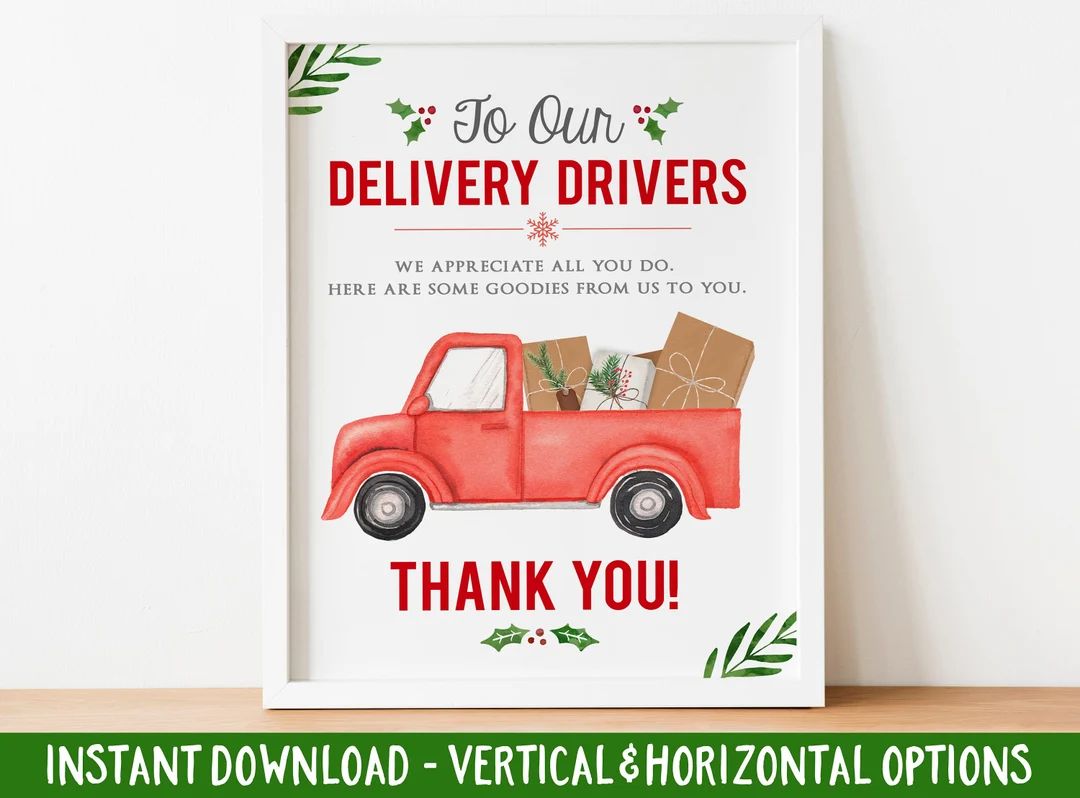 Christmas Delivery Driver Sign Delivery Driver Thank You - Etsy | Etsy (US)