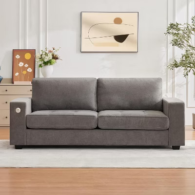 coucheta 90" Modern Chenille Cloud Couch, 2-Seater Sofa with USB/Type-c Ports, Removable Cover, Wide Armrests, for Apartments, Living Rooms, Grey | Target
