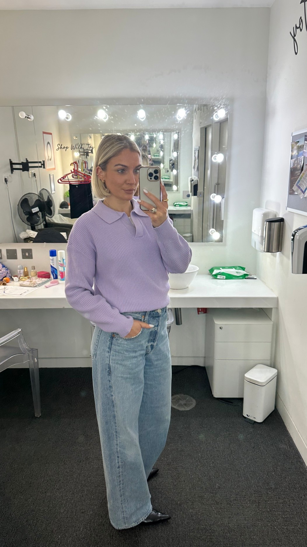 Lilac knit jumper
Wide leg jeans
Citizens of humanity Ayla jeans 
Black pointed boots 

#LTKstyletip #LTKspring #LTKFashionMonth