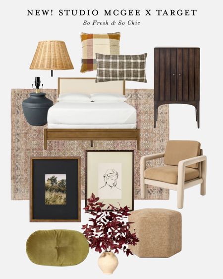 NEW! Studio McGee Target bedroom furniture and decor!
-
Framed wall art portrait - framed
Landscape art - upholstered arm chair neutral beige - wood cabinet with doors - plaid throw pillows - wood and upholstered bed frame queen - black ceramic table lamp - wicker lamp shade - faux red leaves potted plant - olive green oval velvet throw - pillow - neutral traditional area rug - octagon upholstered ottoman - neutral home decor finds - target finds - studio McGee home decor - bedroom design moodboard - affordable bedroom look  - potted fall leaf arrangement burgundy 

#LTKFindsUnder100 #LTKFamily #LTKHome