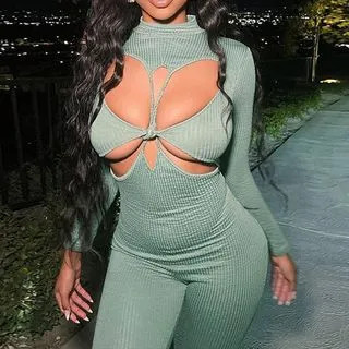 Long-Sleeve Mock Neck Plain Cutout Jumpsuit | YesStyle Global