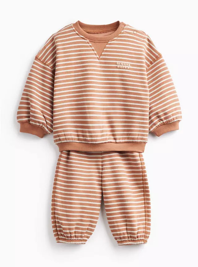 Buy Brown Always Happy Sweatshirt & Jogger Set 12-18 months | Outfits and sets | Tu | Tu Clothing