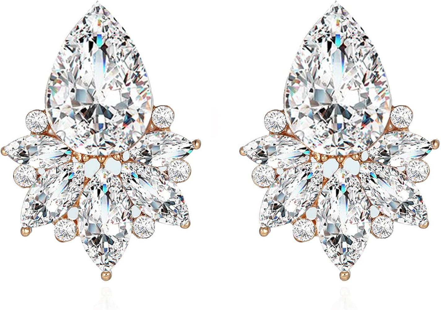 Vintage Rhinestone Earrings Fancy Crystal Cluster Drop Earrings Art Deco Earrings for Women | Amazon (US)