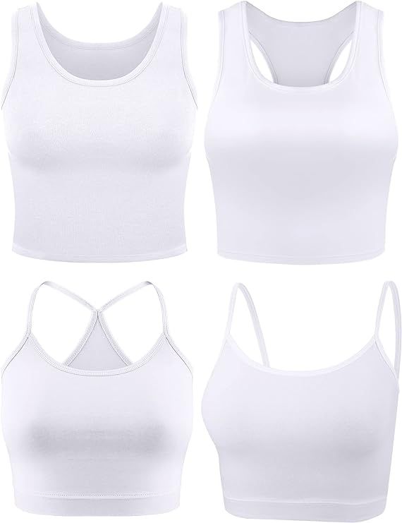 Boao 4 Pieces Crop Tops for Women, Basic Workout Tops Spaghetti Strap Tank Tops Sleeveless Racerb... | Amazon (US)