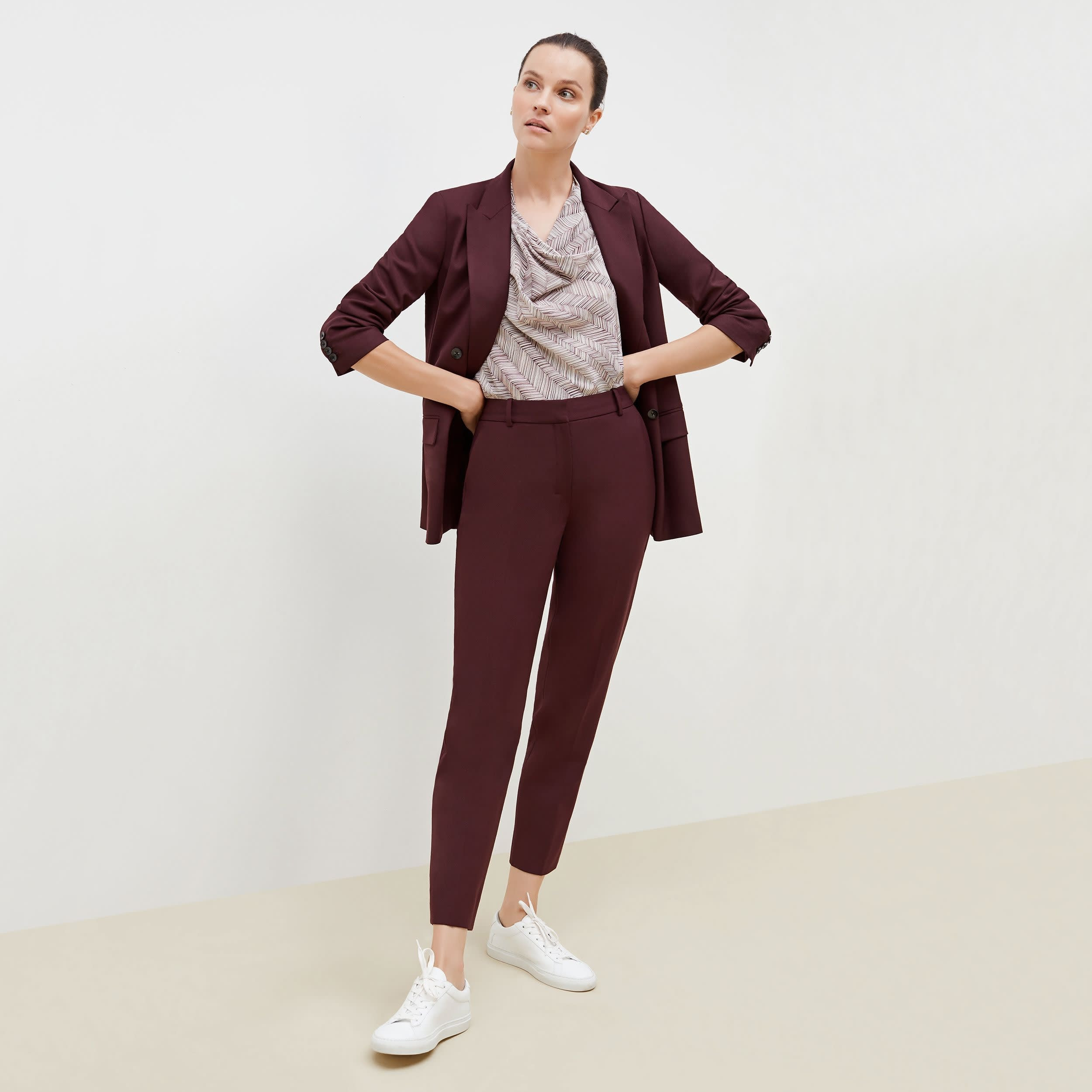 Mejia Pant - Sharkskin :: Garnet | MM LaFleur