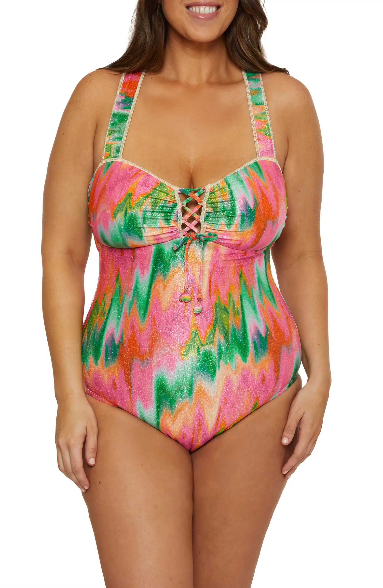 Mirage Metallic Lace-Up One-Piece Swimsuit | Nordstrom