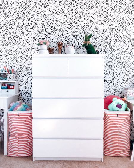 Love these hampers so much for toy storage!

White dresser , tall dresser , hamper , girls room decor , organization , bins , stuffed animal  storage, wallpaper, spotted wallpaper , black, and white wallpaper , accent wall , kids room organization

#polkadots #livingroom #homedecor #bedroom #bohemian #Target #TargetStyle #TargetHome #Walmart #WalmartStyle #walmartfinds #Style #amazonstyle #modernhome #contemporary #minimaldecor #minimalstyle

#LTKfamily #LTKhome #LTKkids