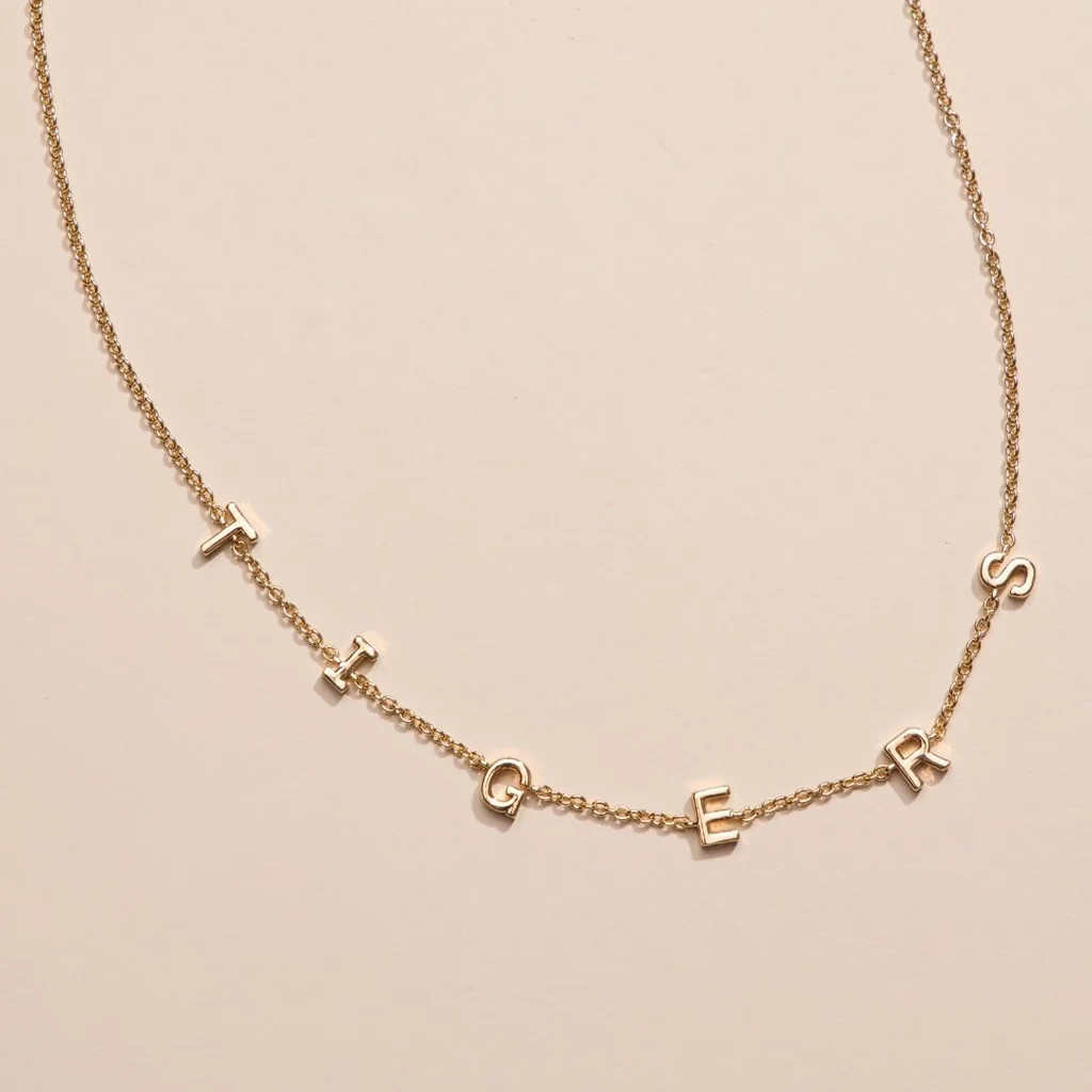 LSU "TIGERS" Initial Necklace | Nickel and Suede