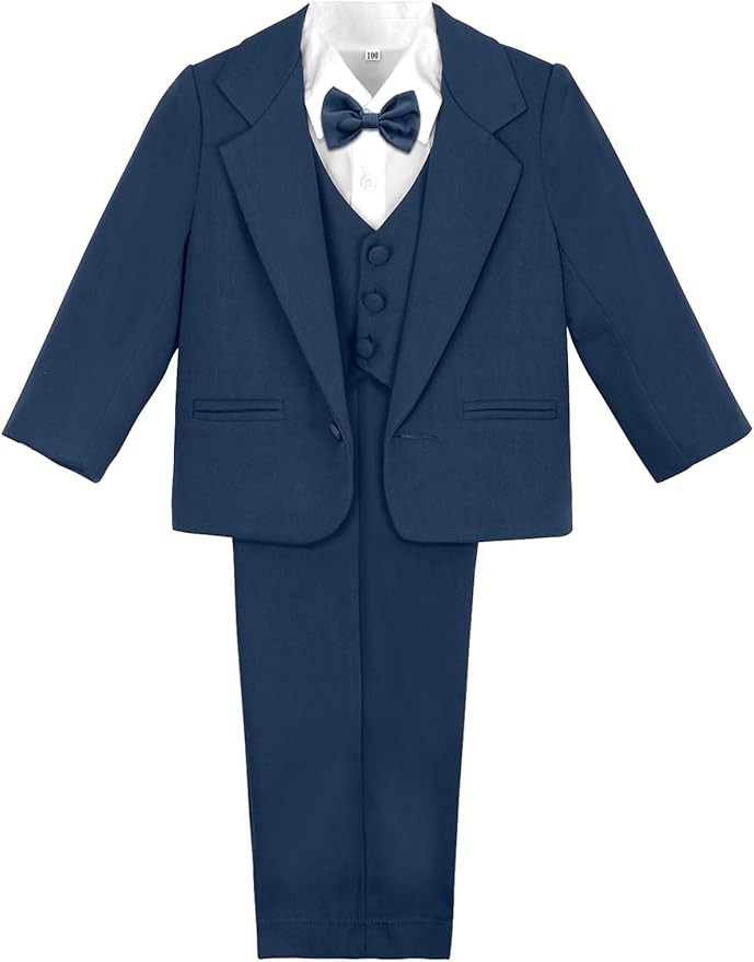 A&J DESIGN Baby Tuxedo 5-Piece Set Jacket & Shirt & Vest & Pants & Bowtie 6 Months - 3T | Amazon (US)