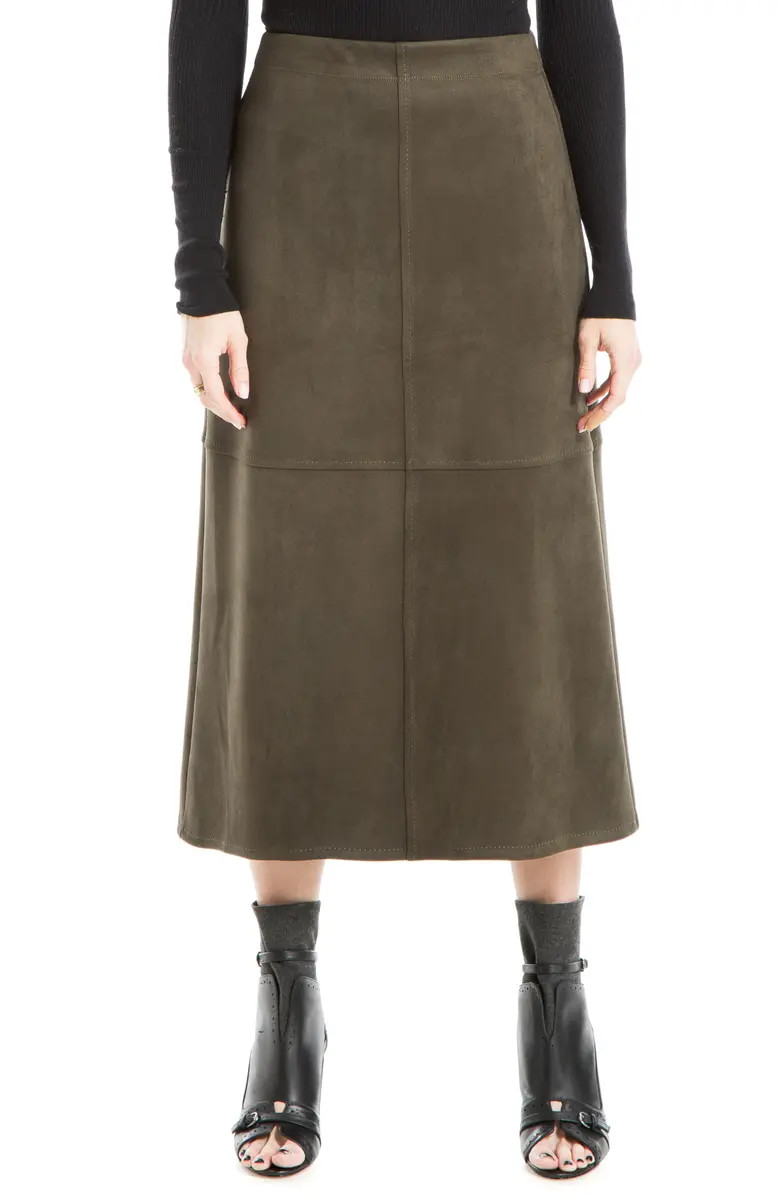 Faux Suede A-Line Midi Skirt | Nordstrom Rack