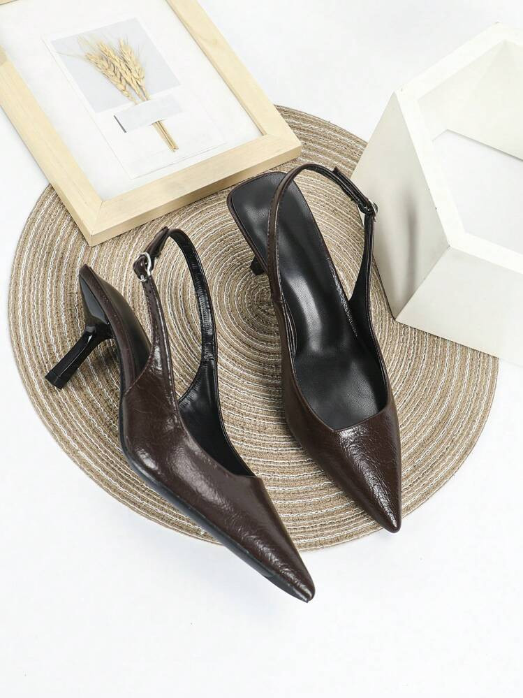 Women's High Heel Pumps, Brown High Heel Sandals, Wedding Shoes, Mary Jane Shoes, Kitten Heel Formal Shoes, High Heel Sandals, Slip-On Backless | SHEIN