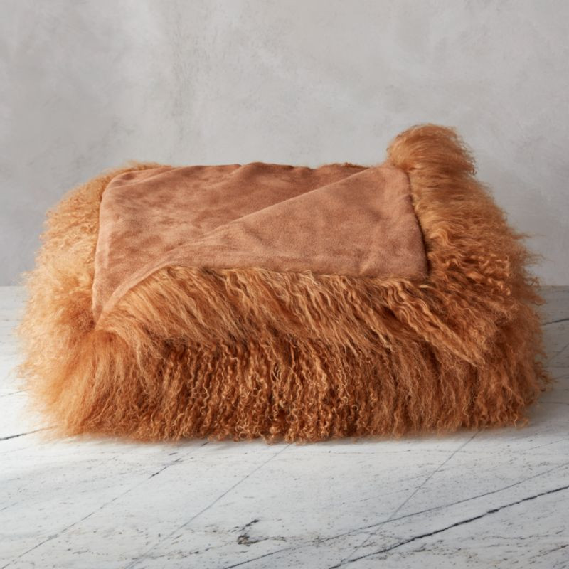 Mongolian Sheepskin Throw Brown + Reviews | CB2 | CB2