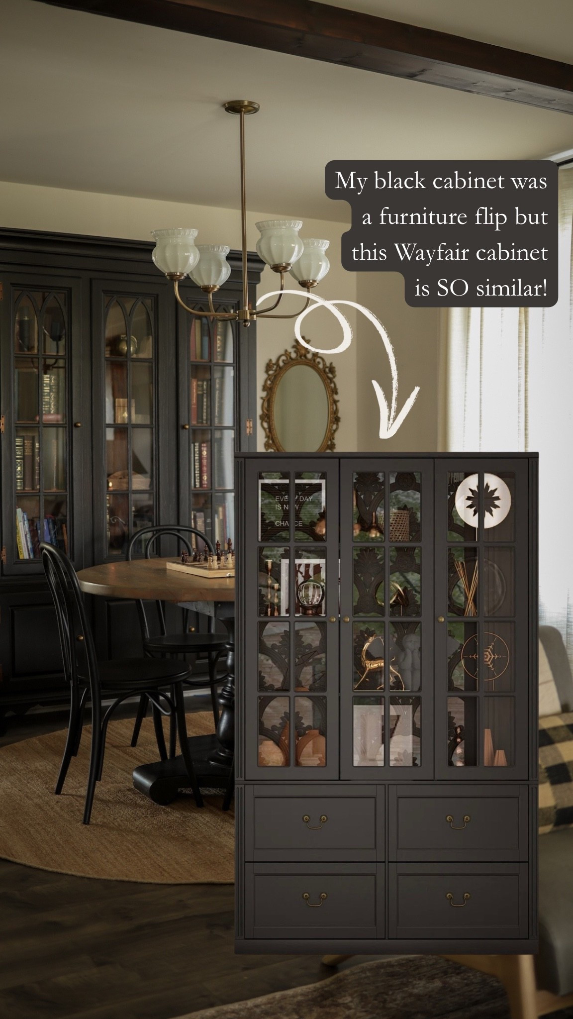 Black cabinet with glass doors 

#LTKHome #LTKSaleAlert