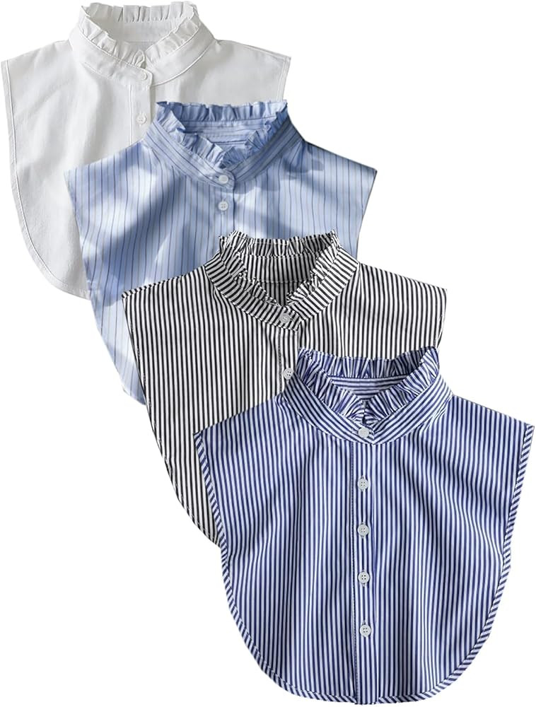 NIDMIDO 4 Pack Cotton Detachable Dickey Collar Blouse Half Shirts Faux Collar for Women & Men | Amazon (US)