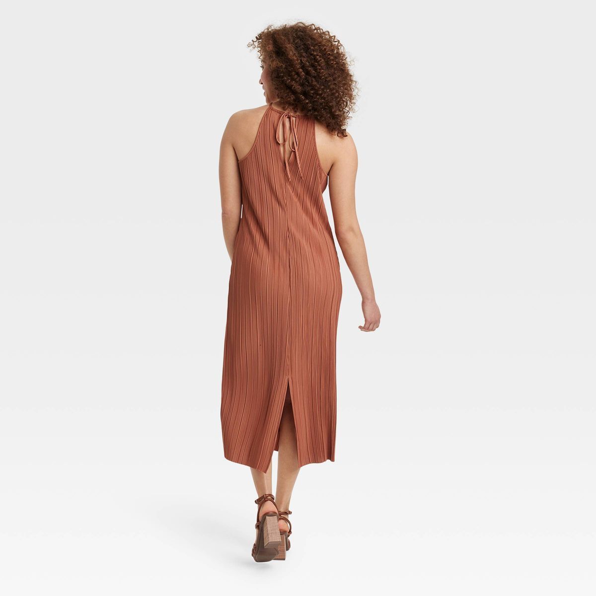 Women's Knit Plisse Midi Shift Dress - A New Day™ | Target