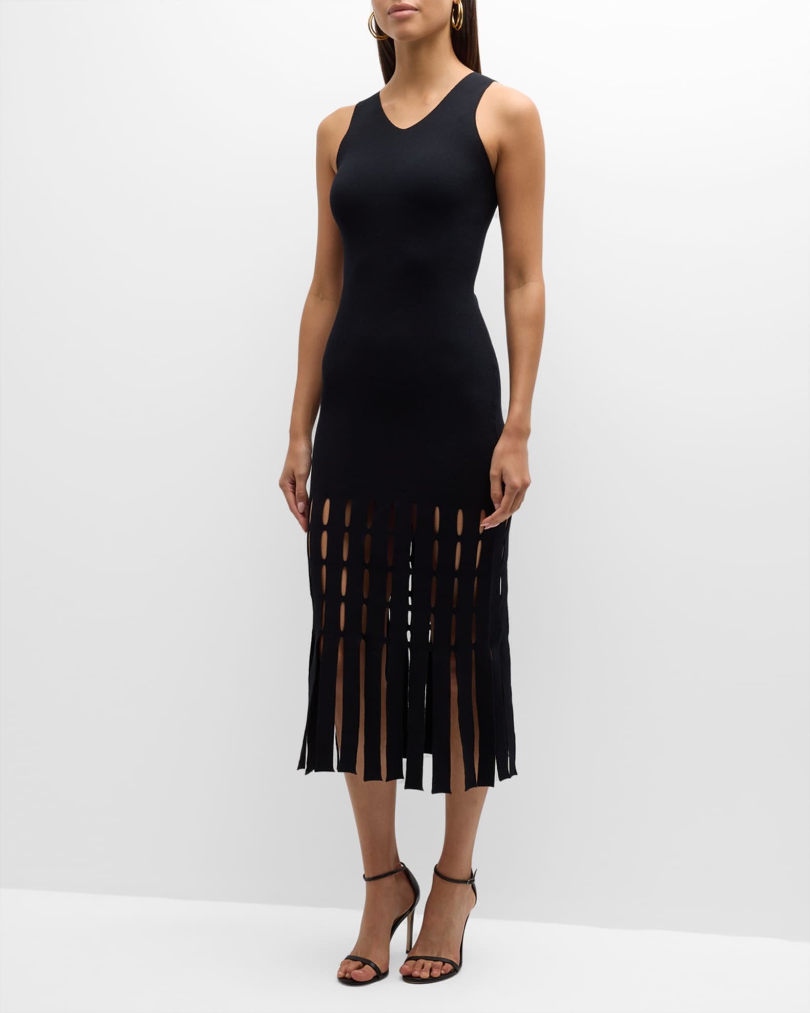 Kaia Fringe-Trim Midi Dress | Neiman Marcus