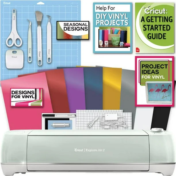 Cricut Explore Air 2 Machine Bundle - Beginner Guide, Tool Kit, Vinyl Pack, Designs & Project Ins... | Walmart (US)