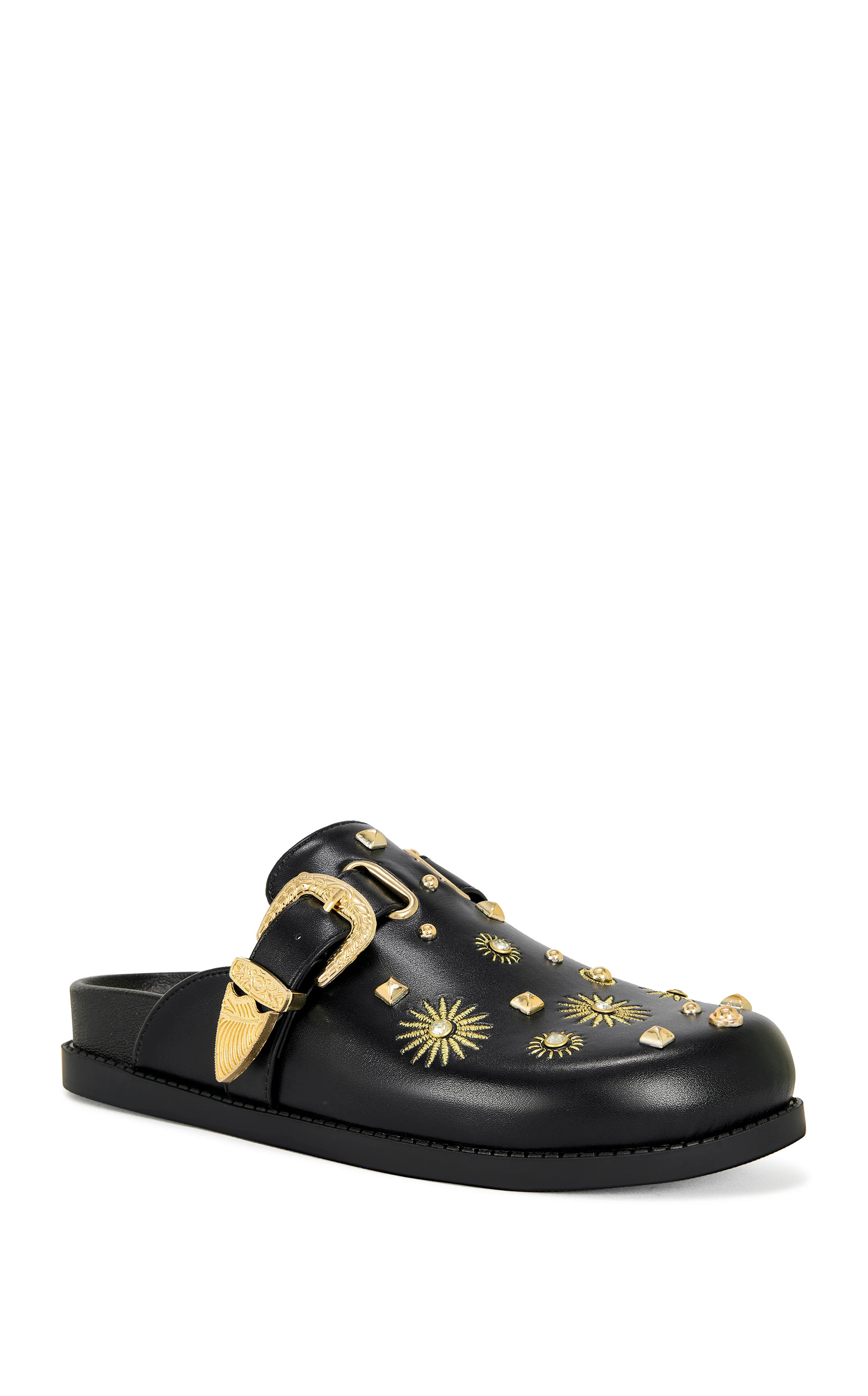 TROUVER-BLACK FLAT MULE | Azalea Wang
