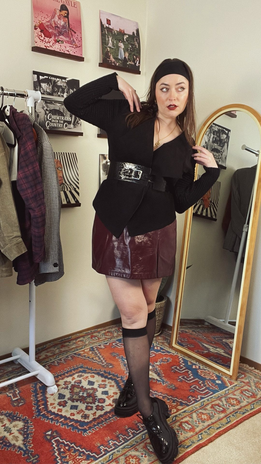 Every grunge girl needs a dark and moody fit, am I right?? 

If you lean into the vibes of artists like Lana del Rey , Arctic Monkeys, and The Marías, then this one’s for you.

Not only do the colors make this a dark and moody fit, but the knee-high stockings, mini skort, and top do as well. It’s giving sexy grunge glam and I’m all about it!

The best part? I took a jacket and turned it into a top by using a cinch wait belt. Never underestimate what you can do with a great belt! 🙌

#LTKootd #LTKgrwm #LTKMidsize