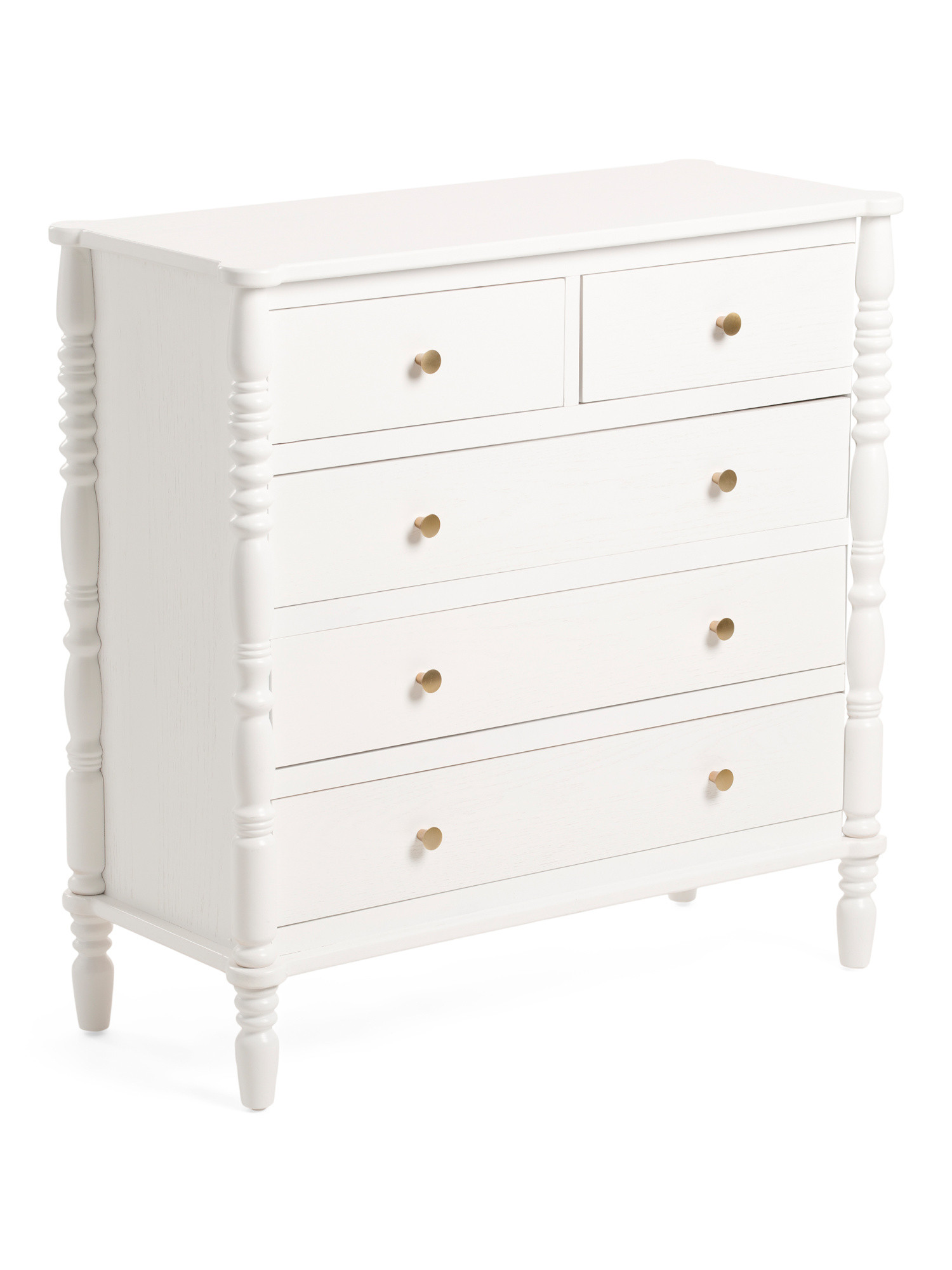 32in Five Drawer Spindle Leg Dresser | Marshalls