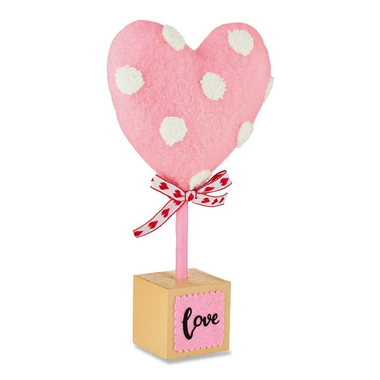 Way to Celebrate Valentine's Day Large Pink Fabric Heart Tabletop Decoration, 9.5" Tall | Walmart (US)