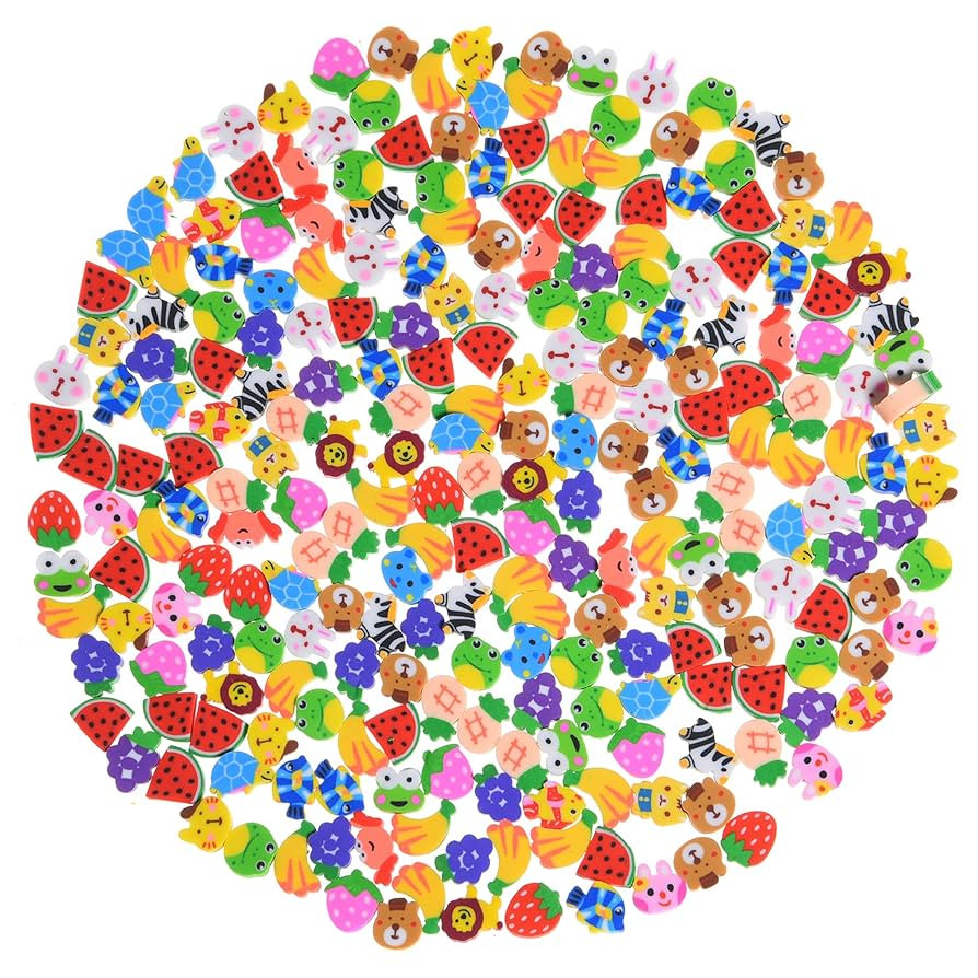 Mini Erasers for Kids Bulk, 300 Pieces Small Fun Cute Animal Fruit Erasers | Amazon (US)