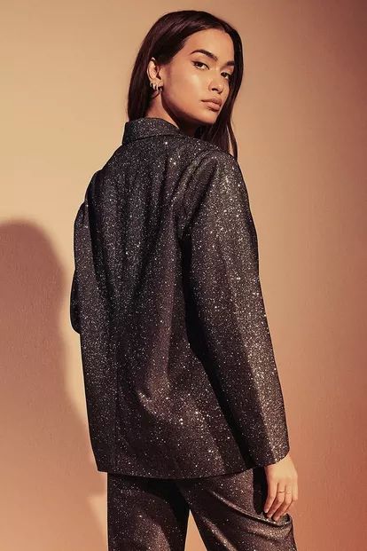 Glitter Boyfriend Fit Blazer | Boohoo.com (US & CA)