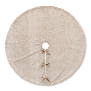 48 in. D Milk Coffee Brown Reversible Faux Rabbit Fur/Korean Fleece Christmas Tree Skirt | The Home Depot