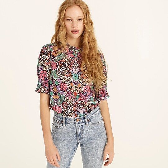 Puff-sleeve top in Liberty® Elm House floral | J.Crew US