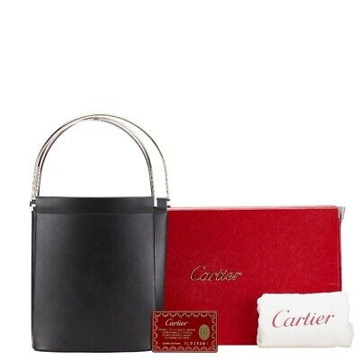 Cartier Trinity Tote Bag Handbag Black Gold Leather 250401N | eBay US
