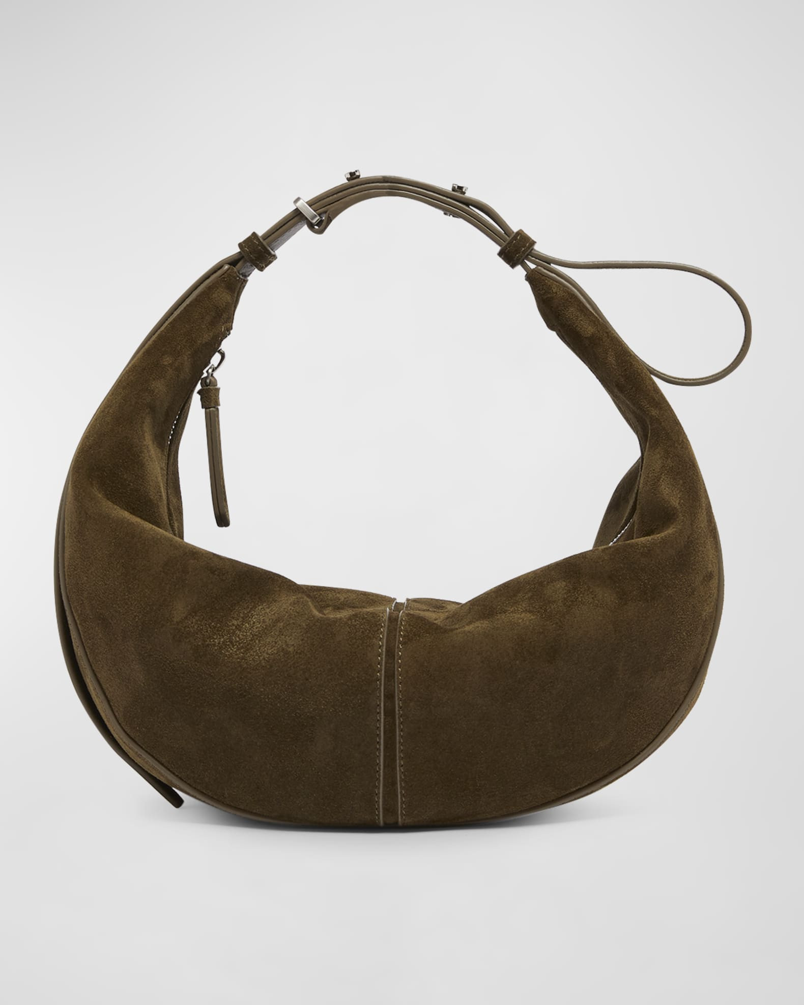 Slide Zip Suede Shoulder Bag | Neiman Marcus